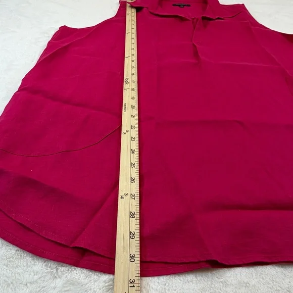 For Cynthia Linen Tunic Top 2X Pink Sleeveless Blouse Plus Size Coastal Boho - Picture 10 of 11